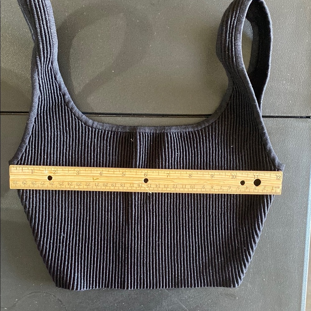 Babaton Black Ribbed Sleeveless Crop Tank Top Size XS - Picture 5 of 8